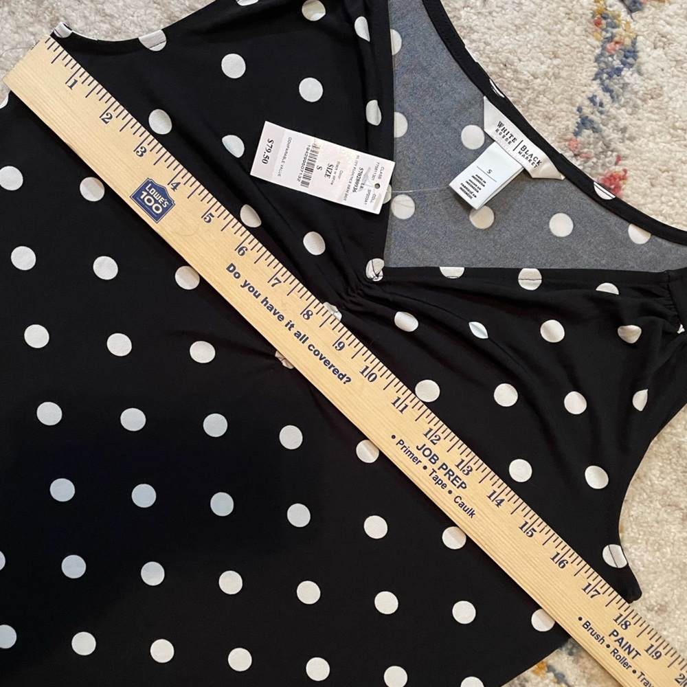 White House Black Market Sleeveless Black with White Polka Dot Dress Small NWT - Picture 5 of 8